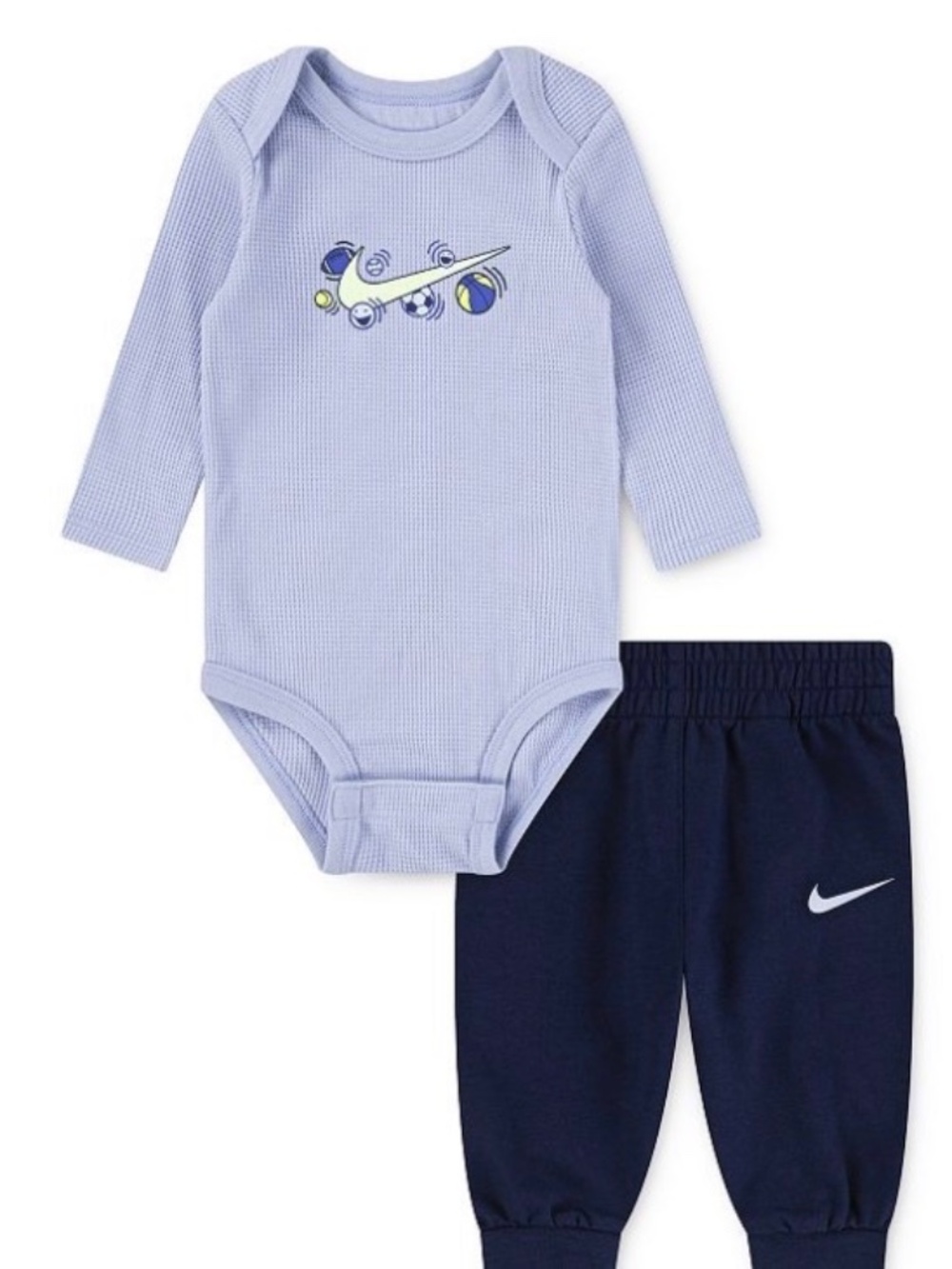 🆕 Baby Boys Nike Sports Balls Long Sleeve Bodysuit & Pants 2-Piece Set 18 month